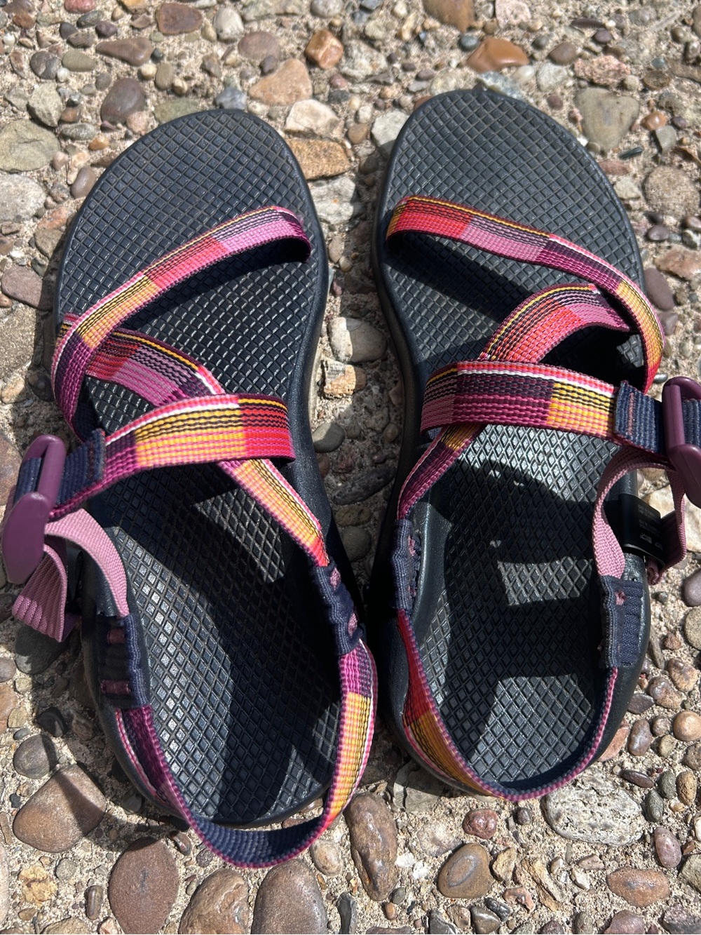 Chaco Size 7 Sandal Z/1 | Navy Pink Purple Orange Yellow | Errorweave Classic - Picture 5 of 9